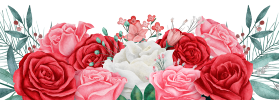 rosa flor ramo acuarela para san valentín png