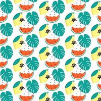 Tropical Repeated texture for summer party. Swatch for textile or wrapping paper. Trendy Seamless Pattern with fruits. Vector illustration.