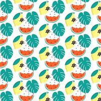 Tropical Repeated texture for summer party. Swatch for textile or wrapping paper. Trendy Seamless Pattern with fruits. Vector illustration.