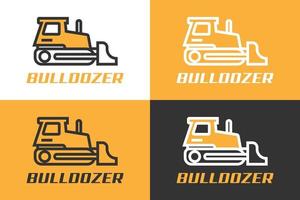 Bulldozer Icons in Outline style. Elements for your vector design.