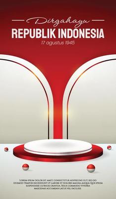 Podium display 3d red and white for Indonesia independence day 17th August