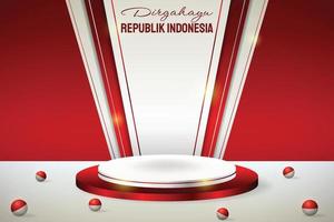 Podium display 3d red and white for Indonesia independence day 17th August vector