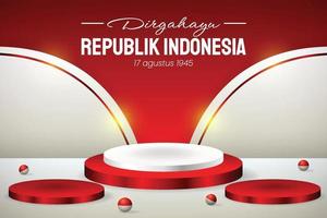Podium display 3d red and white for Indonesia independence day 17th August vector