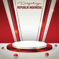 Podium display 3d red and white for Indonesia independence day 17th August vector