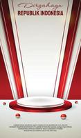 Podium display 3d red and white for Indonesia independence day 17th August vector