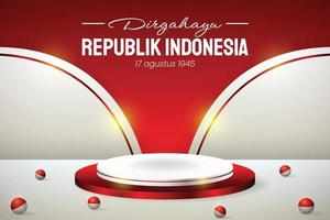 Podium display 3d red and white for Indonesia independence day 17th August vector