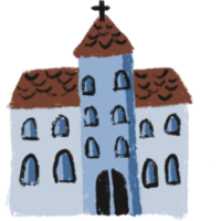 Church house painted in watercolor. png