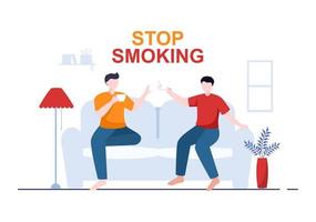 Stop Smoking or No Cigarettes for Fight Against Unhealthy Smoker Habit, Medical and as an Early Warning in Flat Cartoon Illustration vector