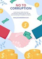 Anti Corruption Flyer Template Flat Cartoon Background Vector Illustration