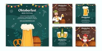 Oktoberfest Beer Festival Social Media Post Template Cartoon Background Vector Illustration