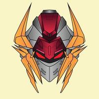 futuristic Head mecha Robot warrior for T-Shirt Design, Sticker, Poster, Merchandise and E-sport logo vector