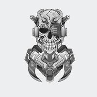 Tattoos design Black and white illustration viking warrior skull with Perfect for T-Shirt Design, Sticker, Poster, Merchandise and E-sport logo vector