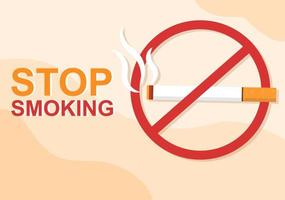 Stop Smoking or No Cigarettes for Fight Against Unhealthy Smoker Habit, Medical and as an Early Warning in Flat Cartoon Illustration vector