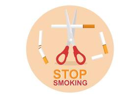 Stop Smoking or No Cigarettes for Fight Against Unhealthy Smoker Habit, Medical and as an Early Warning in Flat Cartoon Illustration vector