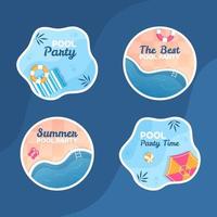 Summer Pool Party Label Template Cartoon Background Vector Illustration