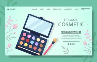 Makeup Cosmetics Collection Social Media Landing Page Template Cartoon Background Illustration vector
