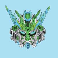 futuristic Head mecha Robot warrior for T-Shirt Design, Sticker, Poster, Merchandise and E-sport logo vector