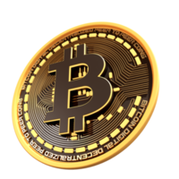 moeda criptográfica bitcoin 3d renderização png