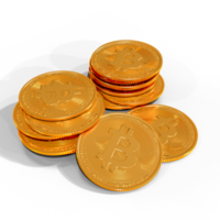 composição de bitcoins criptomoeda 3d renderização png