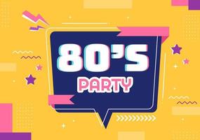 80s Party Cartoon Background Illustration with Retro Music, 1980 Radio Cassette Player and Disco in Old Style Design vector