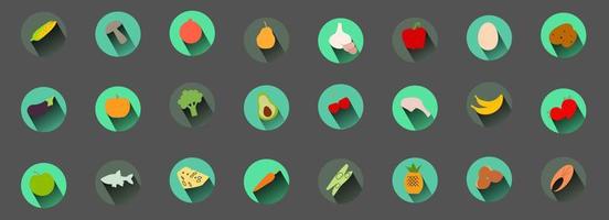 iconos de comida con sombra vectorial vector