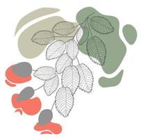 abstracción de hojas de rosa mosqueta de contorno vector