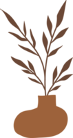 Nordic vase shape with leaves element, minimal vase illustration png