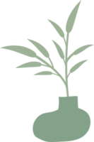 Nordic vase shape with leaves element, minimal vase illustration png