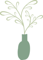 forme de vase nordique avec élément de feuilles, illustration de vase minimale png