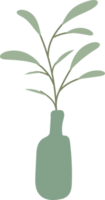 forma de jarrón nórdico con elemento de hojas, ilustración de jarrón mínimo png