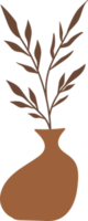 Nordic vase shape with leaves element, minimal vase illustration png