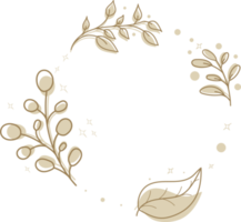 feuille florale de couronne de laurier avec dessin animé dessiné à la main, cadre png
