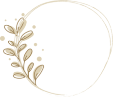 hoja floral de corona de laurel con diseño de dibujos animados de marco dibujado a mano png