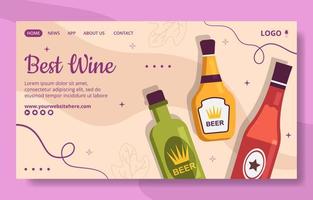 Wine Party Social Media Landing Page Template Flat Cartoon Background Vector Illustration