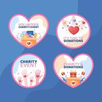 Charity Donation Label Template Flat Cartoon Background Vector Illustration