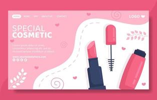 Makeup Cosmetics Collection Social Media Landing Page Template Cartoon Background Illustration vector
