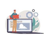 Flat cartoon character at work, vector illustration concept