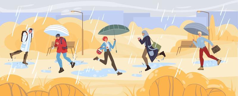 Flat cartoon characters set vector illustration concept