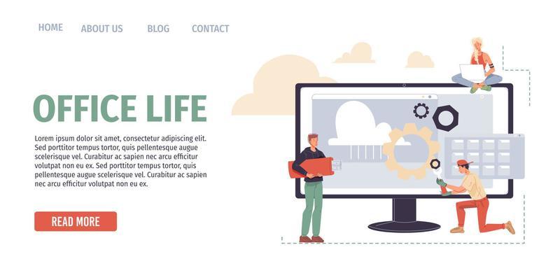 Workflow of business people flat vector illustration concept