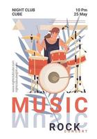 Flat cartoon character plays rock music banner,vector illustration vector