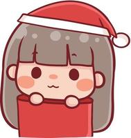 Christmas Cartoon Illustration Cute Kawaii Character Anime vector