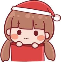 ilustración de dibujos animados de navidad lindo personaje kawaii anime vector