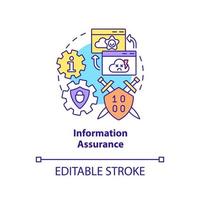 Information assurance concept icon. Data protection. Basic definition abstract idea thin line illustration. Isolated outline drawing. Editable stroke. vector