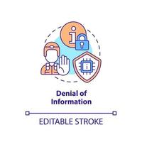 Denial of information concept icon. Data access ban. Information warfare tactic abstract idea thin line illustration. Isolated outline drawing. Editable stroke. vector