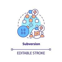 Subversion concept icon. Overthrow system. Information warfare tactic abstract idea thin line illustration. Isolated outline drawing. Editable stroke. vector