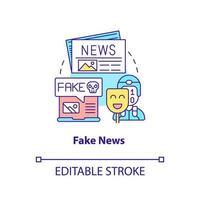 Fake news concept icon. False facts. Information war over Internet abstract idea thin line illustration. Isolated outline drawing. Editable stroke. vector