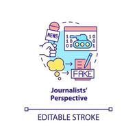 Journalists perspective concept icon. Information war over Internet abstract idea thin line illustration. Isolated outline drawing. Editable stroke. vector