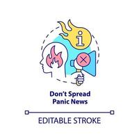 Do not spread panic news concept icon. Shocking content. Fighting misinformation abstract idea thin line illustration. Isolated outline drawing. Editable stroke.