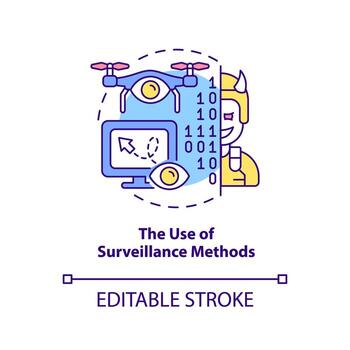 Use of surveillance methods concept icon. Form of information warfare abstract idea thin line illustration. Isolated outline drawing. Editable stroke. vector