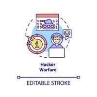 Hacker warfare concept icon. Digital attacks. Subarea of information warfare abstract idea thin line illustration. Isolated outline drawing. Editable stroke. vector